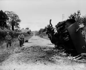 Tanks Prints: Destroyed U.S. tank at La Haye-du-Puits
