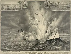 Destruction of the U.S. battleship Maine in Havana Harbor Feb. 15, 1898