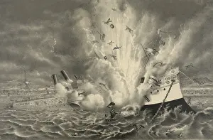 Cuba Prints: Destruction of the U.S. battleship Maine in Havana Harbor Feb