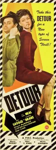 Savage Prints: DETOUR, l-r: Tom Neal, Ann Savage on insert poster, 1945