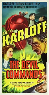 Images Dated 18th June 2013: THE DEVIL COMMANDS, l-r: Amanda Duff, Boris Karloff on poster art, 1941