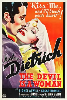 Romero Prints: THE DEVIL IS A WOMAN, from left: Cesar Romero, Marlene Dietrich, 1935