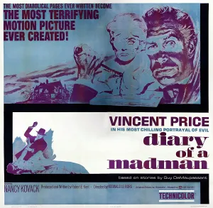 Evil Prints: DIARY OF A MADMAN, US poster art, from left: Nancy Kovack, Vincent Price, 1963