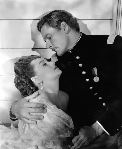 THEY DIED WITH THEIR BOOTS ON, from left: Olivia de Havilland, Errol flynn as George Armstrong Custer, 1941, tdwtbo1941-fsct01(tdwtbo1941-fsct01)