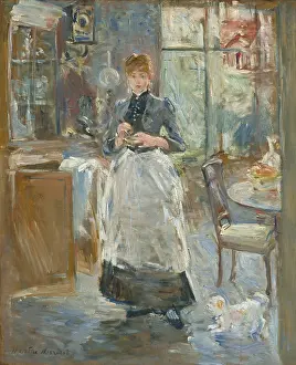 Lcgr1605 Prints: In the Dining Room, by Berthe Morisot, 1886, French impressionist painting, oil on canvas