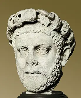 DIOCLECIAN (245-316). Roman Emperor (284-305). Portrait Head of Diocletian. 3rd-4th c. Roman art. Late Empire. Sculpture on marble. TURKEY. Istanbul. Archaeological Museum
