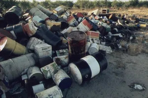 Chemicals Prints: Discarded pesticide containers include Cygon 267 and Dibtom both are insecticides used in commercial agriculture