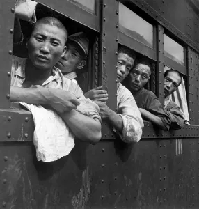 Surrender Prints: Discharged Japanese soldiers going home after the end of World War 2