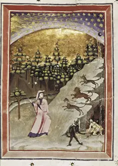 Dante Alighieri 1265 1321 Prints: The Divine Comedy. s.XV. Dante in front of the Gate of Hell