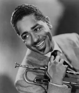 Dizzy Prints: Dizzy Gillespie (1917-1993), African American jazz trumpeter. Headshot. 1955
