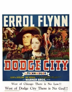 Errol Prints: DODGE CITY, center from left: Errol Flynn, Olivia de Havilland, 1939