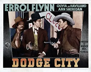Hale Prints: DODGE CITY, from left, Alan Hale, Sr. Bruce Cabot, Errol Flynn, 1939