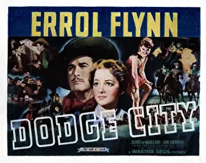Villain Prints: DODGE CITY, from left, Errol Flynn, Olivia de Havilland, 1939