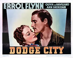 Errol Prints: DODGE CITY, from left, Olivia De Havilland, Errol Flynn, 1939