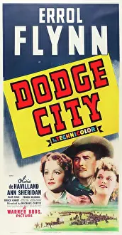 Errol Prints: DODGE CITY, from left: Olivia de Havilland, Errol Flynn, Ann Sheridan, 1939