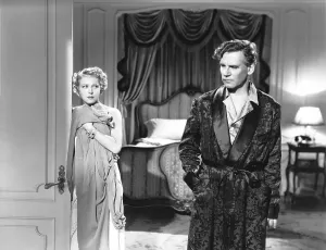 Bathrobe Prints: DODSWORTH, from left, Ruth Chatterton, Walter Huston, 1936