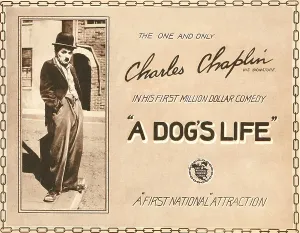 1918 Movies Prints: A DOG'S LIFE, Charlie Chaplin on title lobbycard, 1918