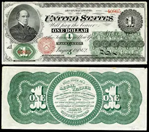 Lcgr1902 Prints: One Dollar Greenback, with engraving of Secretary of the Treasury, Salmon Chase