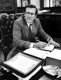 Top Secret Prints: DONALD RUMSFELD, working in his office after the Senate confirmed his nomination to Secretary of Defense
