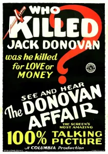 Prints of THE DONOVAN AFFAIR, US poster art, 100% Talking Picture, 1929 October Prints: THE DONOVAN AFFAIR, US poster art, 100% Talking Picture, 1929