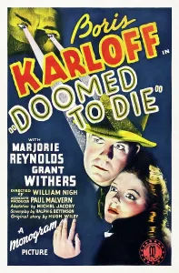 Reynolds Prints: DOOMED TO DIE, from left: Grant Withers, Marjorie Reynolds on poster art, 1940