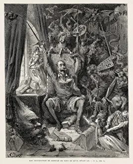 Miguel De 1547 1616 Prints: Dore, Gustave (1832-1883). Don Quixote reading chivalresque novels