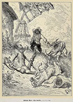 Miguel De 1547 1616 Prints: Dore, Gustave (1832-1883). Don Quixote and Rocinante