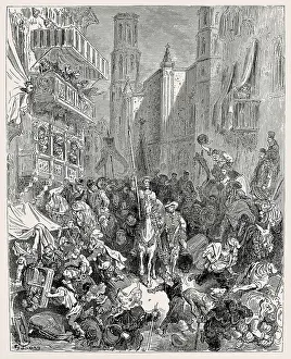 Miguel De 1547 1616 Prints: Dore, Gustave (1832-1883). Don Quixote and Sancho