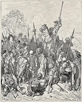 Miguel De 1547 1616 Prints: Dore, Gustave (1832-1883). Don Quixote and Sancho with the braying town's squadron