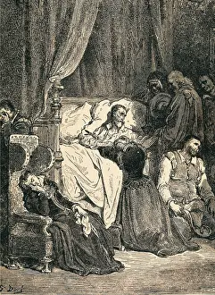 Dore, Gustave (1832-1883). Don Quixote's Death. 1863. Illustration of the last chapter, second part of "Don Quixote of La Mancha". Etching. SPAIN. Barcelona