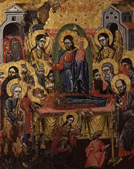 Blessing Prints: Dormitio Virginis, by Unknown Artist, tempera on wood - Albania. Whole artwork view