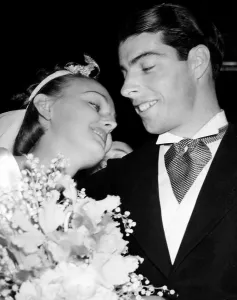 Bride And Groom Prints: Dorothy Arnold and Joe DiMaggio on their wedding day