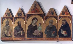 Triptych Prints: Dossal n. 28 Madonna and Child with St. Augustine, St. Paul, St. Peter and St