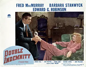 Foot Prints: DOUBLE INDEMNITY, US lobbycard, Fred MacMurray, Barbara Stanwyck, 1944