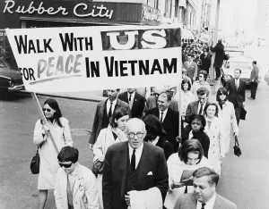 Disorder Prints: Dr. Benjamin Spock leading a march to the United Nations to demand a cease-fire in Vietnam