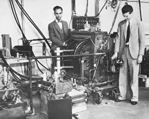 Seth Prints: Dr. Carl Anderson (left) and Seth Neddermeyer with their cloud chamber machine