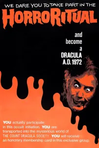 Eyes Prints: DRACULA A.D. 1972, lower right: Christopher Lee on advance 1-sheet poster art, 1972