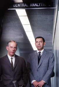 On Set Prints: DRAGNET, from left: Harry Morgan, Jack Webb, on set, (1966), (1967-1970)