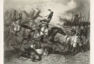 Black And Whitescene Prints: Dragoons of the Spanish army in Nancis