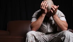 Anxiety Prints: Dramatization of a US Marine affected by post traumatic stress disorder which is experienced by many soldiers long