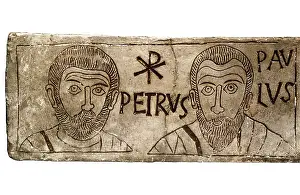Catholics Prints: Drawing in a tombstone. 4th c. A