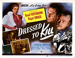 Patricia Prints: DRESSED TO KILL, from left, Patricia Morison, Basil Rathbone, Nigel Bruce, 1946
