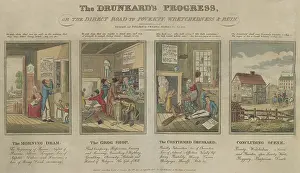 Barber Prints: The Drunkard's Progress, or the Direct Road to Poverty, Wretchedness & Ruin, 1826