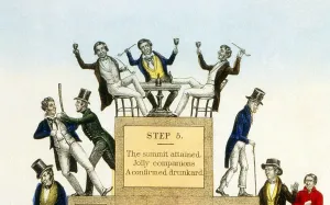 Alcoholic Prints: The drunkard's progress. Hand-colored lithograph, ca. 1846