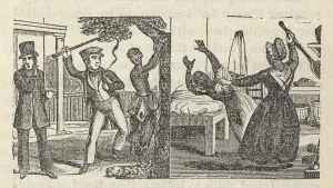 Escaped Prints: Dual illustration of the harsh conditions Henry Bibb witnessed under his new owner