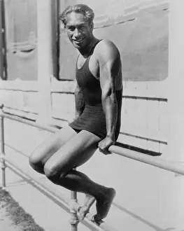 Silver Prints: Duke Kahanamoku, Hawaiian Olympic swimmer in 1928