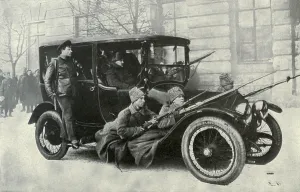 Petrograd Prints: Duma messengers protected by Armed guards. Russian Revolution, 1917