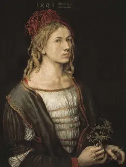 1493 Prints: DURER, Albrecht (1471-1528). Self-portrait or Portrait of the Artist Holding a Thistle