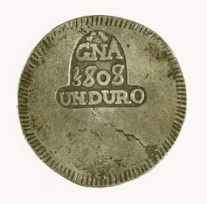 Currency Prints: Duro minted in 1808. Coin. SPAIN