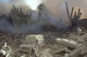 2000s Prints: A dust covered ambulance in the remains of the World Trade Center on Sept 13